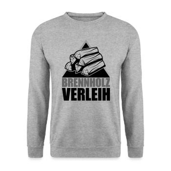 Brennholz Verleih | Farben änderbar - Unisex Pullover - Weißgrau meliert - Vorne - Alina (178cm) & Michal (187cm)
