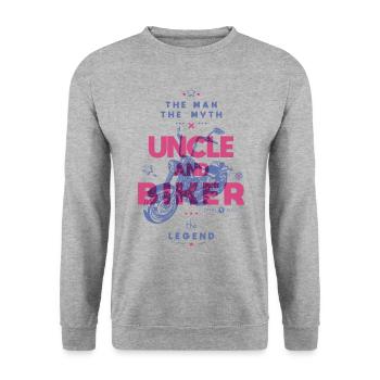 Onkel und Biker der Mann der Mythos die Legende - Unisex Pullover - Weißgrau meliert - Vorne - Alina (178cm) & Michal (187cm)