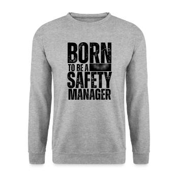 Geboren, um ein Sicherheitschampion zu sein Geschenkidee für den Arbeitsplatz - Unisex Pullover - Weißgrau meliert - Vorne - Alina (178cm) & Michal (187cm)