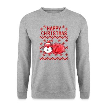 Cat Ugly Christmas, Cat Lover Xmas 2024 - Unisex Sweatshirt - salt & pepper - Front - Alina (178cm) & Michal (187cm)