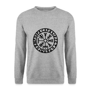 Vegvisir Compass Rune Vikings - Unisex Sweatshirt - salt & pepper - Front - Alina (178cm) & Michal (187cm)