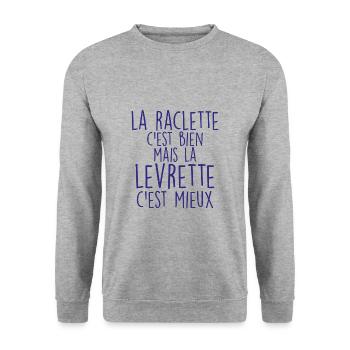 la raclette c'est bien mais la levrette cest mieux - Sweat-shirt Unisexe - gris chiné - Devant - Alina (178cm) & Michal (187cm)