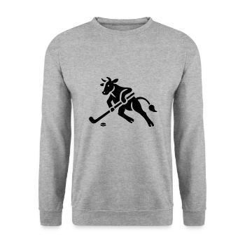 Cow Bull Hockey Player Silhouette Minimalist - Unisex Sweatshirt - salt & pepper - Front - Alina (178cm) & Michal (187cm)