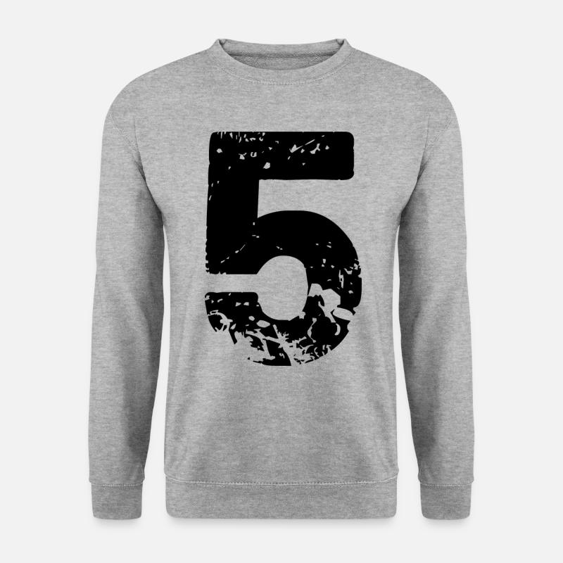 5 Zahl Trikot - Unisex Pullover - Weißgrau meliert