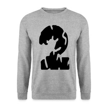 2 Zahl Trikot - Unisex Pullover - Weißgrau meliert - Vorne - Alina (178cm) & Michal (187cm)