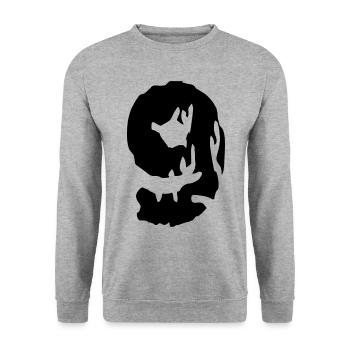 9 Zahl Trikot - Unisex Pullover - Weißgrau meliert - Vorne - Alina (178cm) & Michal (187cm)