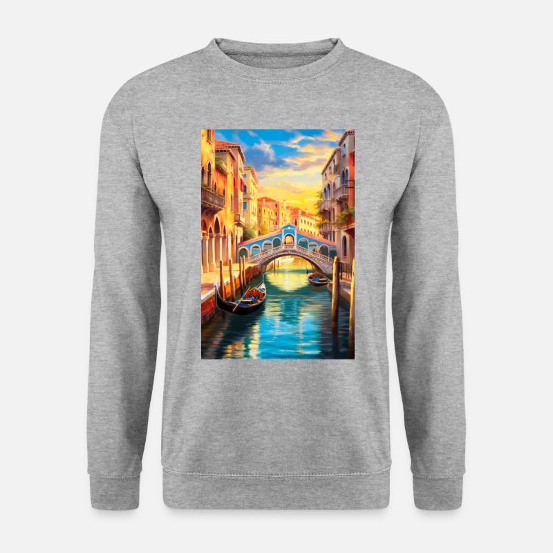 Venedig-Plakat - Unisex Pullover - Weißgrau meliert