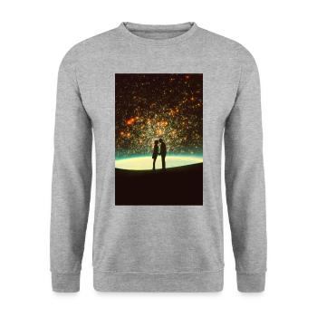 Cosmic Kiss - Unisex Sweatshirt - salt & pepper - Front - Alina (178cm) & Michal (187cm)