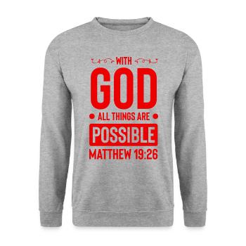 God All Is Possible Bible - Unisex Sweatshirt - salt & pepper - Front - Alina (178cm) & Michal (187cm)