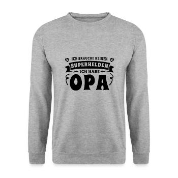 Opa Enkel Sprüche Ich habe meinen Opa - Unisex Pullover - Weißgrau meliert - Vorne - Alina (178cm) & Michal (187cm)