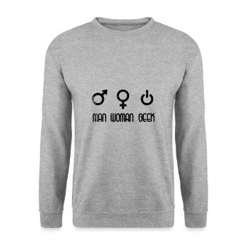Man Woman Geek Gender Symbols Shirt - Unisex Sweatshirt - salt & pepper - Front - Alina (178cm) & Michal (187cm)