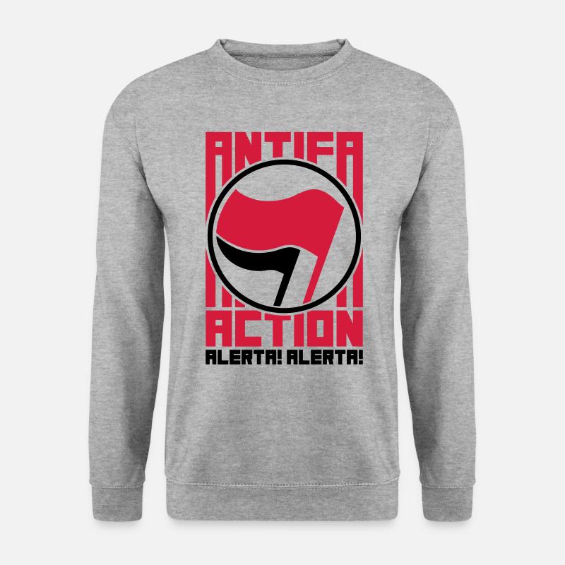 Antifa Action – Alerta! Alerta! (vector) - Unisex Pullover - Weißgrau meliert