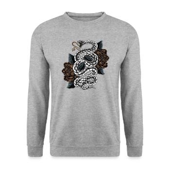 Shirohebi (白蛇 White snake) - Unisex Sweatshirt - salt & pepper - Front - Alina (178cm) & Michal (187cm)