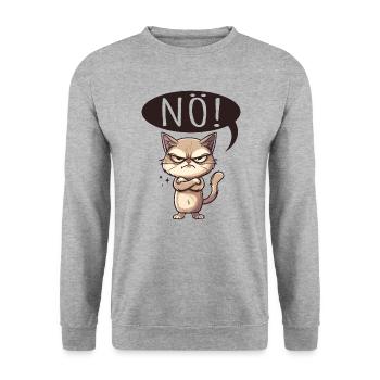 Cool Cat Nope funny saying grumpy - Unisex Sweatshirt - salt & pepper - Front - Alina (178cm) & Michal (187cm)