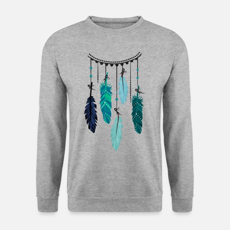 Boho Federn - Unisex Pullover - Weißgrau meliert