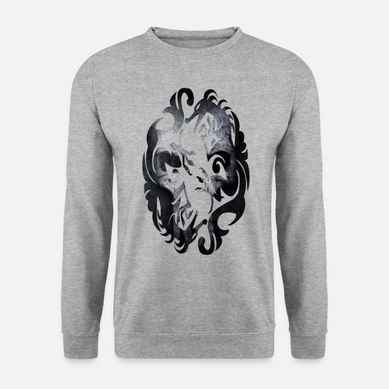 Dragons and Skull - Unisex Pullover - Weißgrau meliert