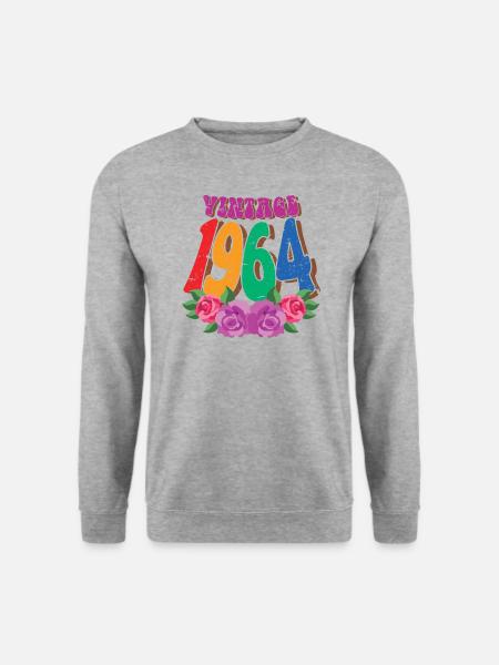 Jahrgang 1964 60. Geburtstag für Frauen 60 Jahre alt - Unisex Pullover - Weißgrau meliert