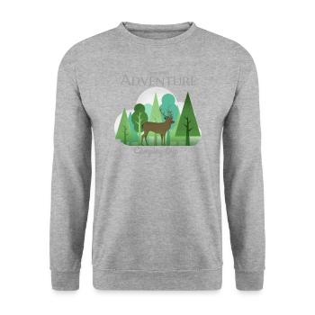 Adventure camping trip travel nature mountains - Unisex Pullover - Weißgrau meliert - Vorne - Alina (178cm) & Michal (187cm)