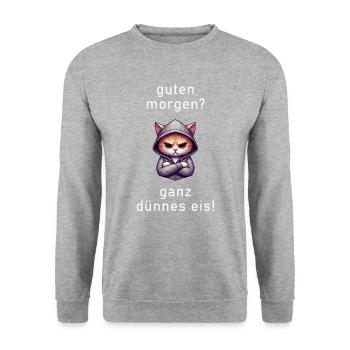 Very Thin Ice with Polygon Cat - Unisex Sweatshirt - salt & pepper - Front - Alina (178cm) & Michal (187cm)