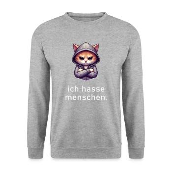 Je déteste les gens avec des chats Polygon - Sweat-shirt Unisexe - gris chiné - Devant - Alina (178cm) & Michal (187cm)