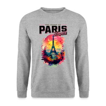 Paris Tour Eiffel France Ville Horizon Coloré - Sweat-shirt Unisexe - gris chiné - Devant - Alina (178cm) & Michal (187cm)