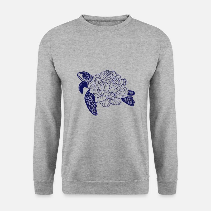 Schildkröte im Rosenpanzer - Unisex Pullover - Weißgrau meliert
