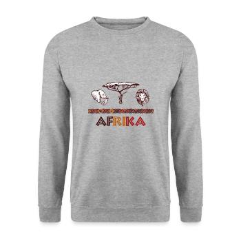 Afrika Safari Geschenk farbenfroh Wild Urlaub - Unisex Pullover - Weißgrau meliert - Vorne - Alina (178cm) & Michal (187cm)