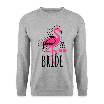 105 JGA BRIDE Flamingo Stars Hearts diamond rings - Unisex Pullover - Weißgrau meliert - Vorne - Alina (178cm) & Michal (187cm)