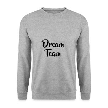 Dream Team - Unisex Pullover - Weißgrau meliert - Vorne - Alina (178cm) & Michal (187cm)