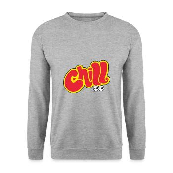 Chill Modus lustige Illustration Geschenk - Unisex Pullover - Weißgrau meliert - Vorne - Alina (178cm) & Michal (187cm)