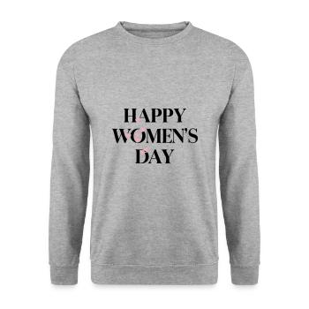 happy women day - Unisex Sweatshirt - salt & pepper - Front - Alina (178cm) & Michal (187cm)