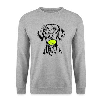 Vizsla Ball Ball Junkie Dogs Wilsigns - Unisex Sweatshirt - salt & pepper - Front - Alina (178cm) & Michal (187cm)