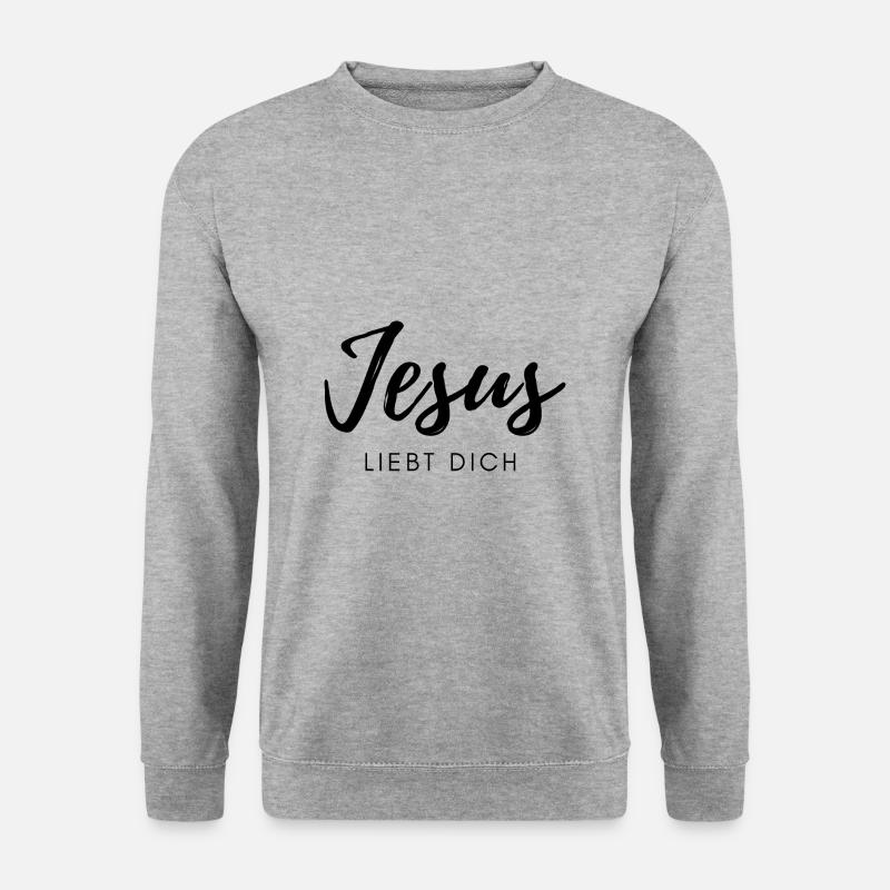 Jesus liebt dich - Unisex Pullover - Weißgrau meliert