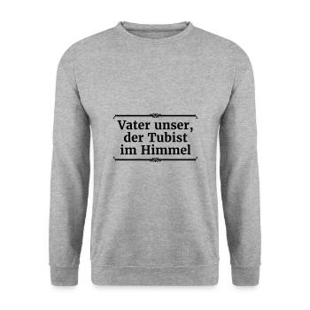 vater unser | tubist tuba musikerwitz bass - Unisex Pullover - Weißgrau meliert - Vorne - Alina (178cm) & Michal (187cm)