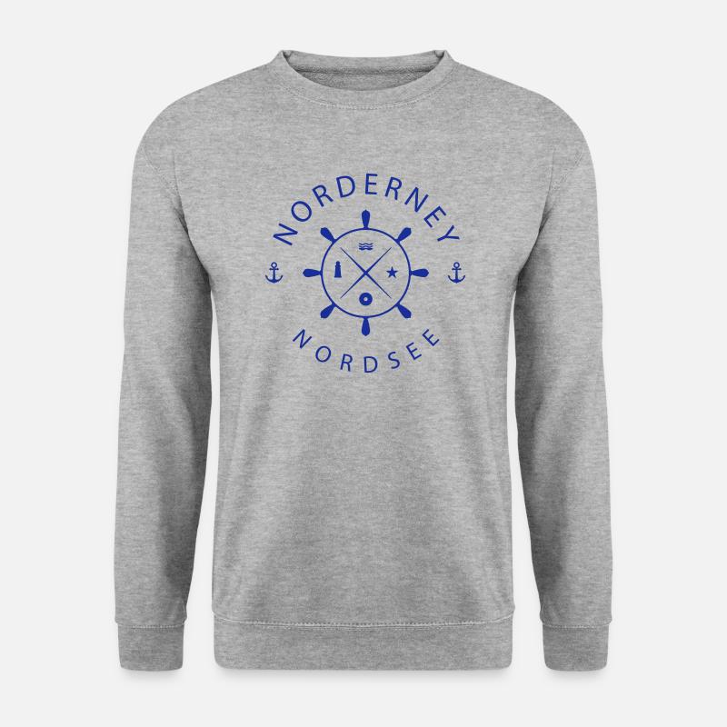 Norderney Steuerrad - Unisex Pullover - Weißgrau meliert