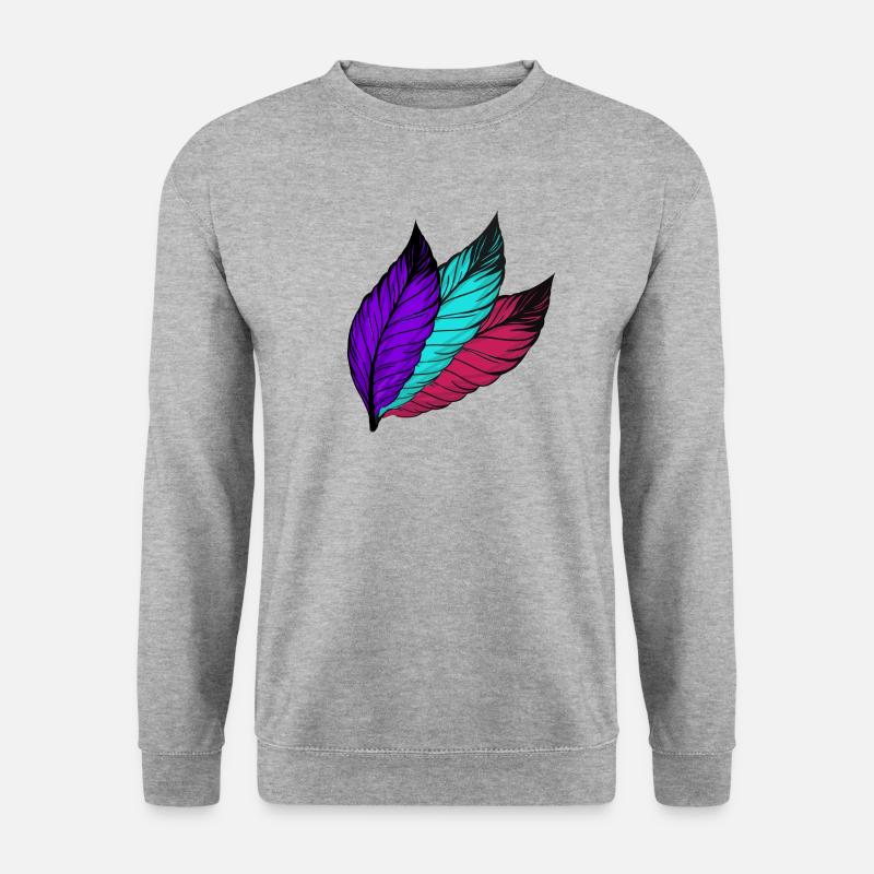 Federn schwarz bunt - Unisex Pullover - Weißgrau meliert