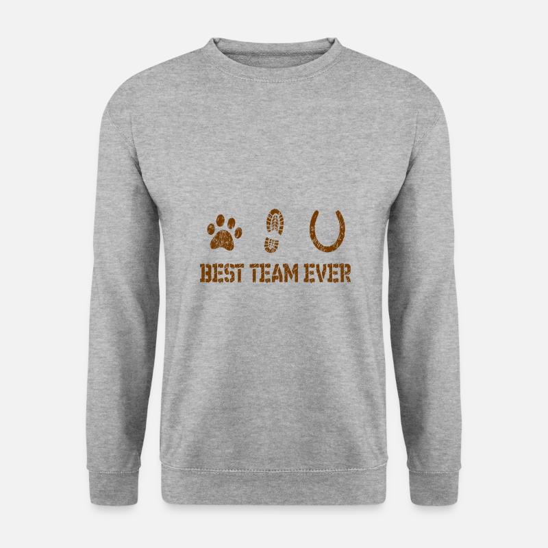 Dog Horse riding Reiten Pferd und Hund - Unisex Pullover - Weißgrau meliert