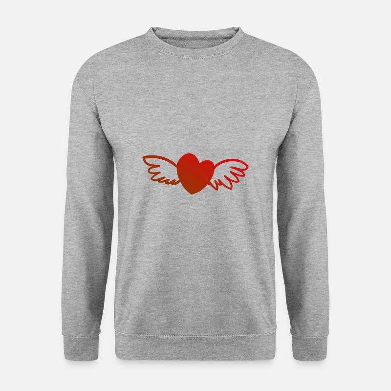 Herz mit Flügel - Unisex Pullover - Weißgrau meliert