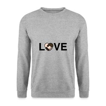 LOVE against racism - Unisex Sweatshirt - salt & pepper - Front - Alina (178cm) & Michal (187cm)
