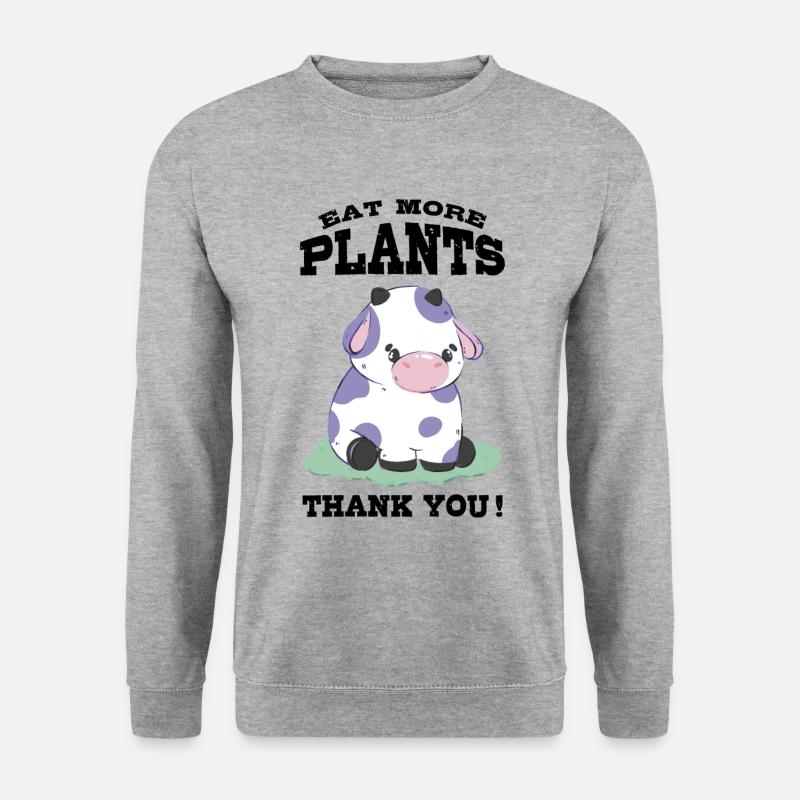 Iss mehr Pflanzen - Unisex Pullover - Weißgrau meliert