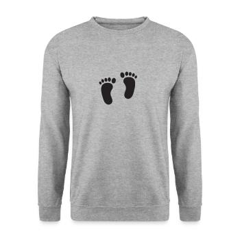 Cadeau personnalisé empreinte de pied - Sweat-shirt Unisexe - gris chiné - Devant - Alina (178cm) & Michal (187cm)