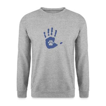 Hand paw dog cat personalized gift - Unisex Sweatshirt - salt & pepper - Front - Alina (178cm) & Michal (187cm)