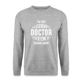 Le légendaire Docteur Doc Cite un cadeau - Sweat-shirt Unisexe - gris chiné - Devant - Alina (178cm) & Michal (187cm)
