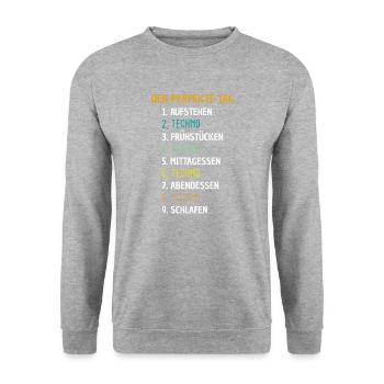 Techno Raver Festival Geschenk - Unisex Pullover - Weißgrau meliert - Vorne - Alina (178cm) & Michal (187cm)