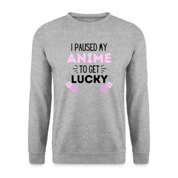 Anime St Patricks Day Manga Lucky Gift - Sweat-shirt Unisexe - gris chiné - Devant - Alina (178cm) & Michal (187cm)