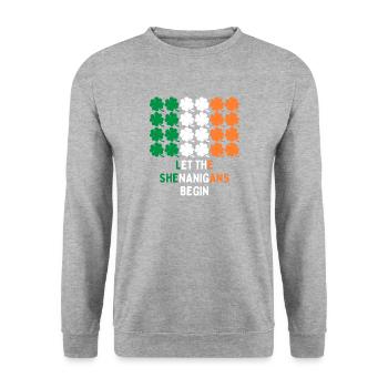 Fête de la Saint-Patrick Irlande Drapeau Clover Cadeau - Sweat-shirt Unisexe - gris chiné - Devant - Alina (178cm) & Michal (187cm)