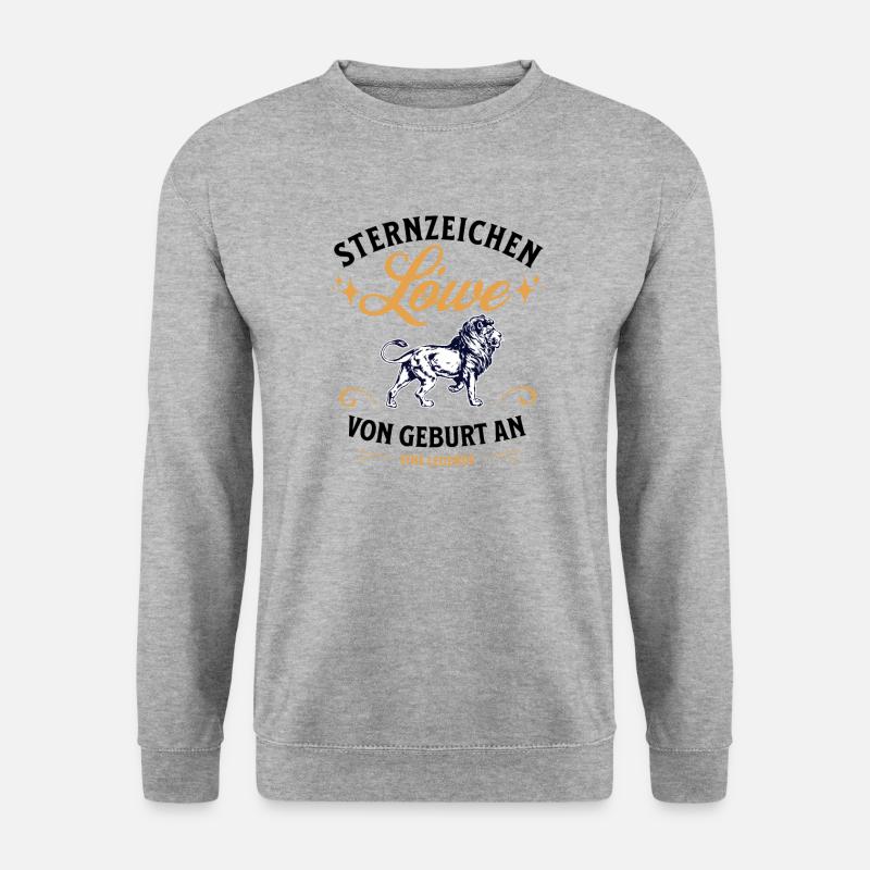Sternzeichen Geschenke Löwe Spruch - Unisex Pullover - Weißgrau meliert