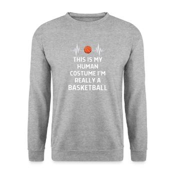 Basketball Spieler Basketballer Sprüche Geschenk - Unisex Pullover - Weißgrau meliert - Vorne - Alina (178cm) & Michal (187cm)