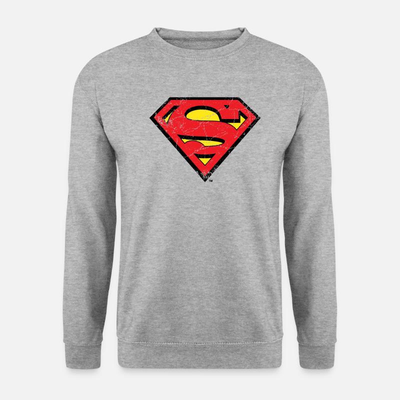 DC Comics Superman Logo Used Look - Unisex Pullover - Weißgrau meliert