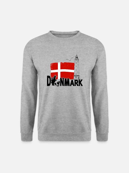 Dänemark Blavand Fyr Leuchtturm Urlaub - Unisex Pullover - Weißgrau meliert